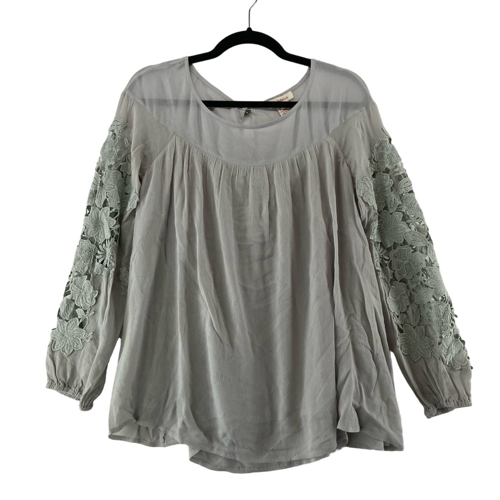 Sundance Gray Lace‎ Sleeve Top Size XS